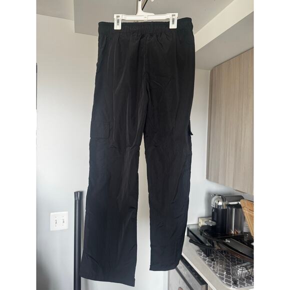 Princess Polly Black Flossie Parachute Pants Size 8 Grunge Goth Cargo Pants - Picture 8 of 10